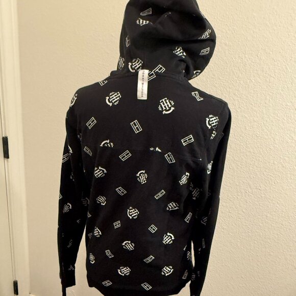 Tommy Hilfiger Mens Black Long Sleeve Logo Comfort Pullover Hoodie - Picture 1 of 6